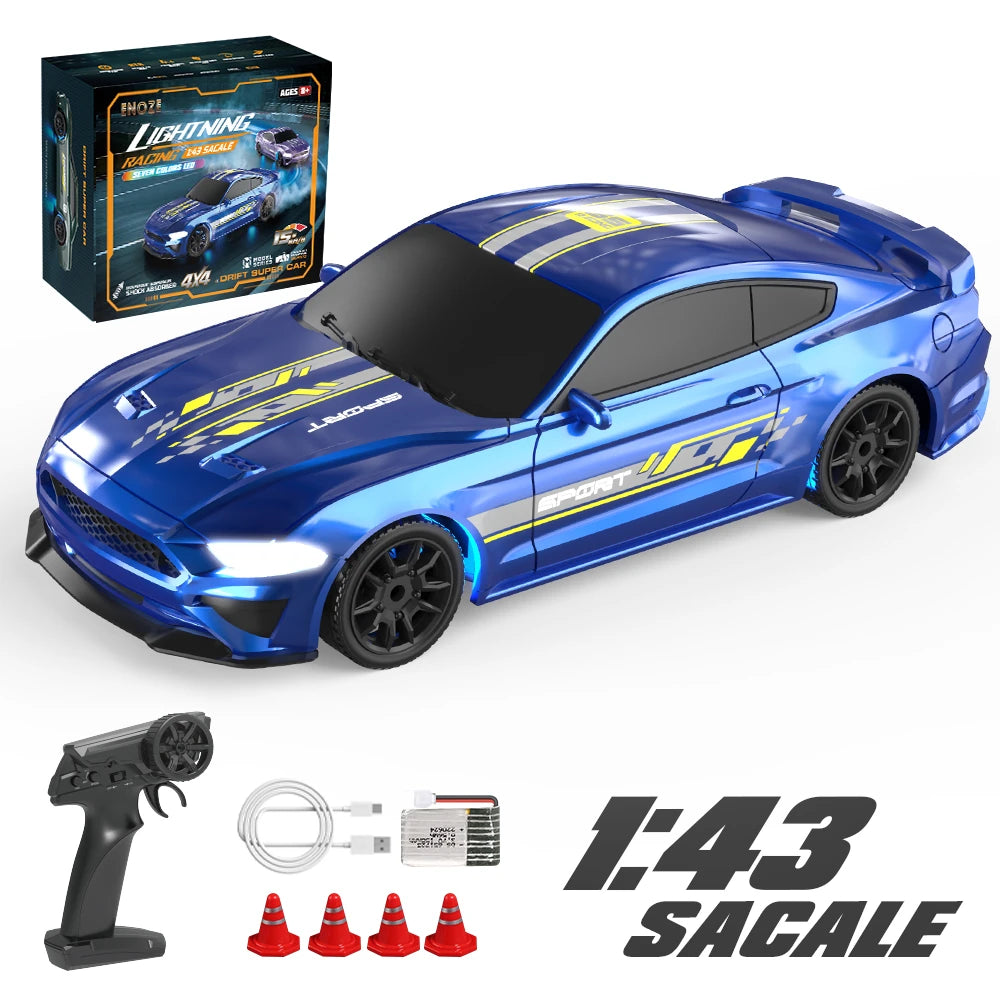 Enoze 1:43 4WD RTR Full Scale Mini Drift RC Car LED Lights Desktop Vehicle Models