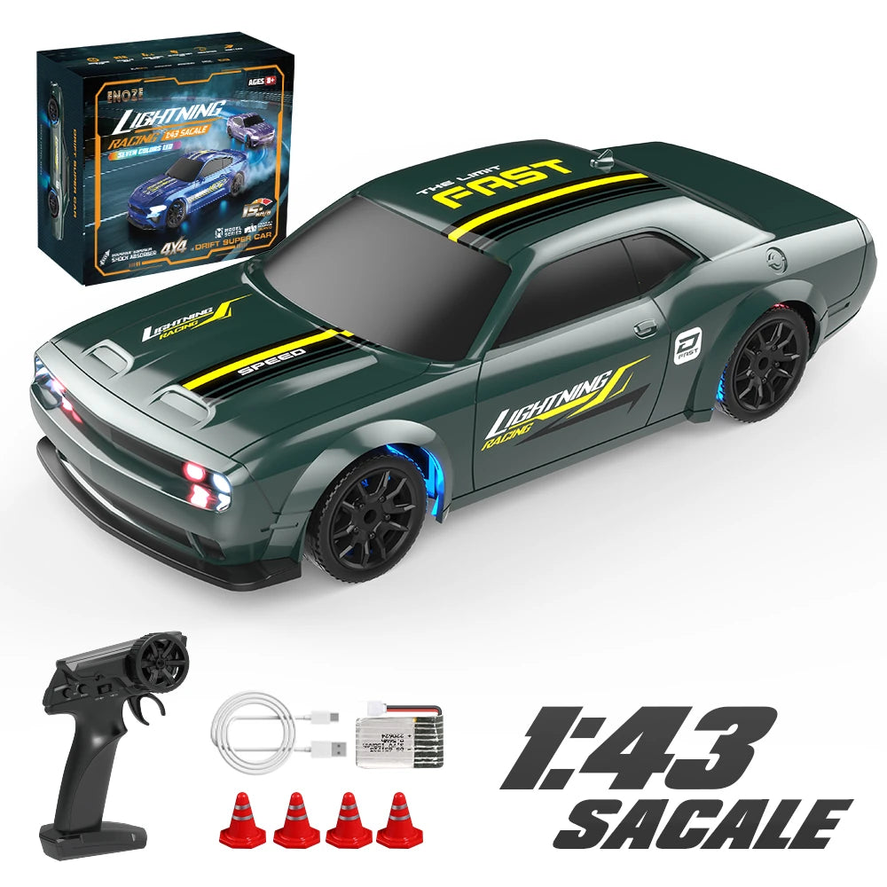 Enoze 1:43 4WD RTR Full Scale Mini Drift RC Car LED Lights Desktop Vehicle Models