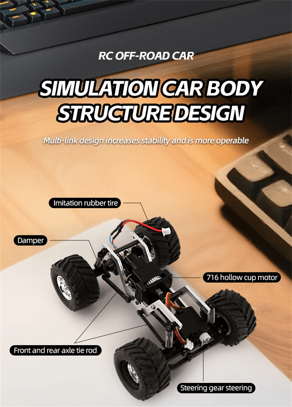 JABAILE 3602 1/36 4WD 2.4G Radio Controlled Off Road Vehicles Mini Crawler Car Lipo Battery Lights RTR RC Toys Model Gift Hobby Model