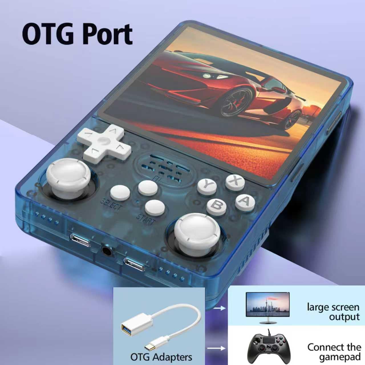 R36S Plus 64G Handheld Game Console 4.0-inch Screen Built-in 15000+ Games 3200mAh Portable Dual Hall Joystick Pocket Video Player Supports 30+ Emulators