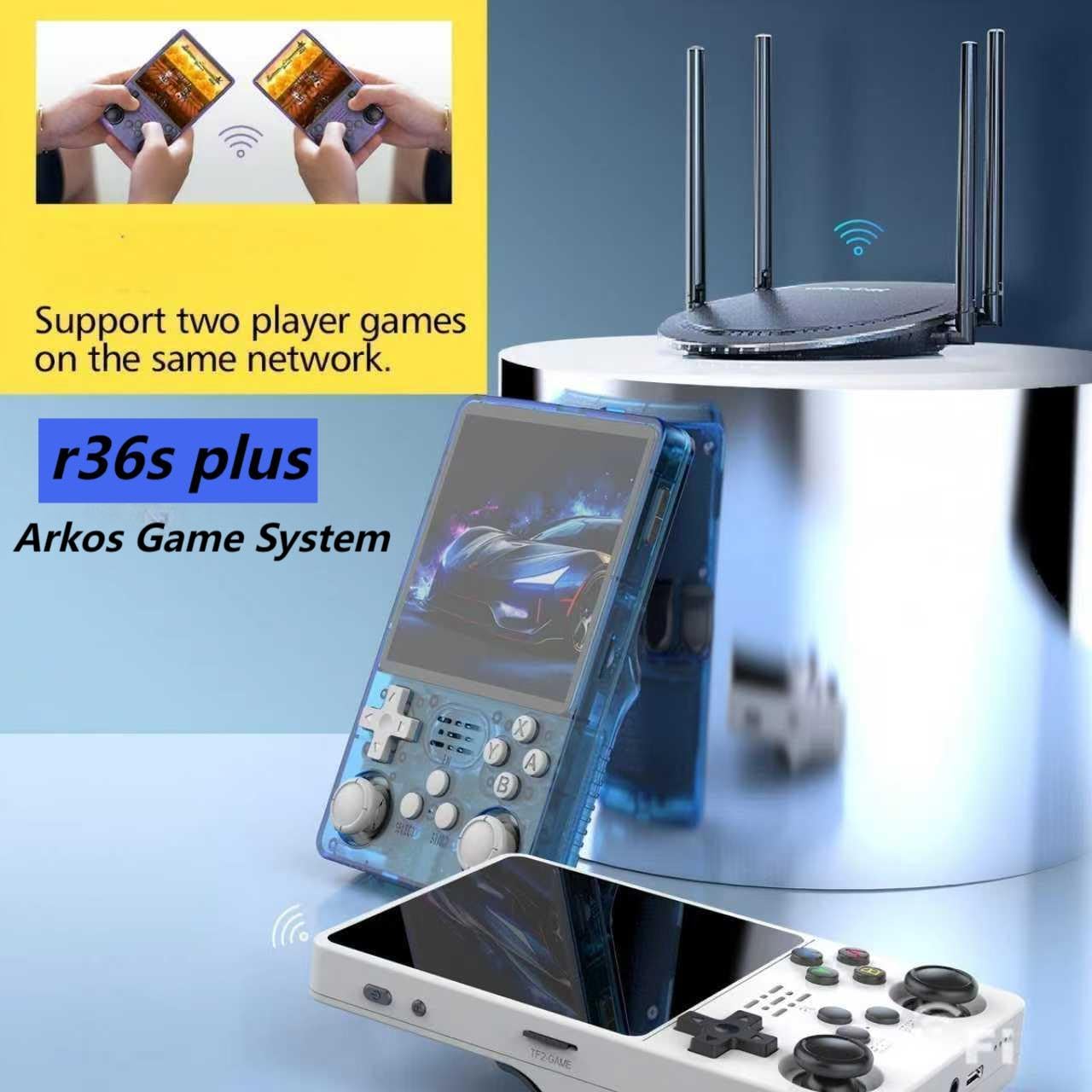 R36S Plus 64G Handheld Game Console 4.0-inch Screen Built-in 15000+ Games 3200mAh Portable Dual Hall Joystick Pocket Video Player Supports 30+ Emulators