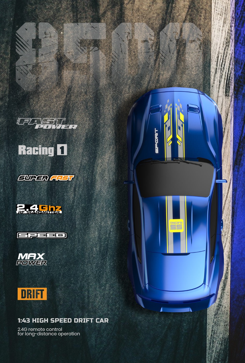 Enoze 1:43 4WD RTR Full Scale Mini Drift RC Car LED Lights Desktop Vehicle Models