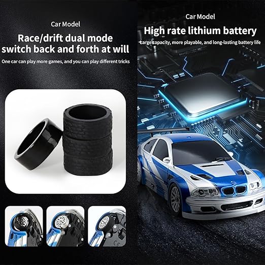 Mini RC Drift Car – 1:43 Scale 4WD | Built-in Gyro | BMW M3 / Porsche / Nissan Skyline