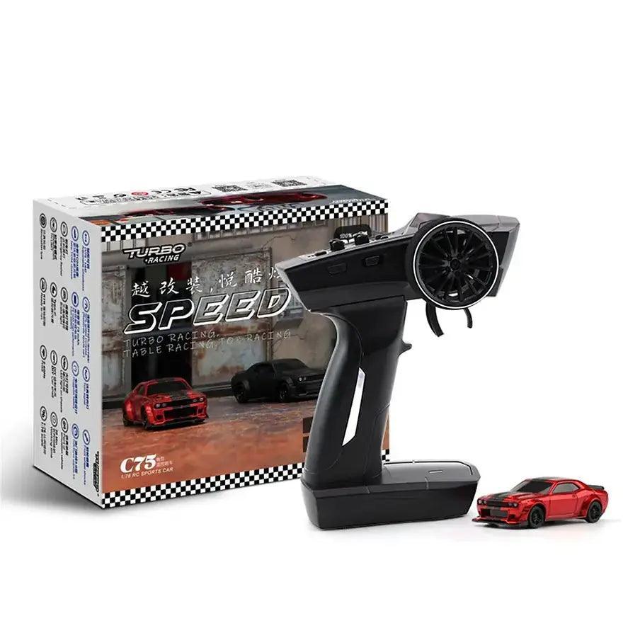 Turbo Racing C75 1:76 Micro Drift RC Car – Red, Type-C, 2 Spare Shells