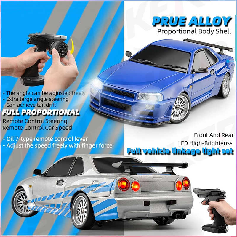 LDRC 1899 1/18 Scale GTR R34 RC Drift Car – Alloy Body + Gyro