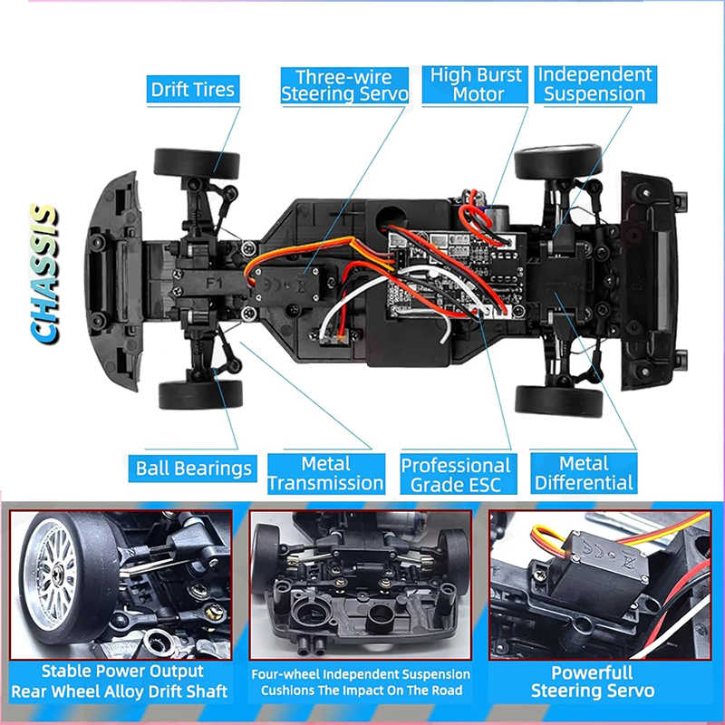 LDRC 1899 1/18 Scale GTR RC Drift Car Silver