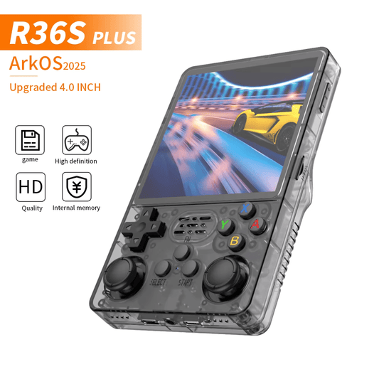 R36S Plus 64G Handheld Game Console 4.0-inch Screen Built-in 15000+ Games 3200mAh Portable Dual Hall Joystick Pocket Video Player Supports 30+ Emulators