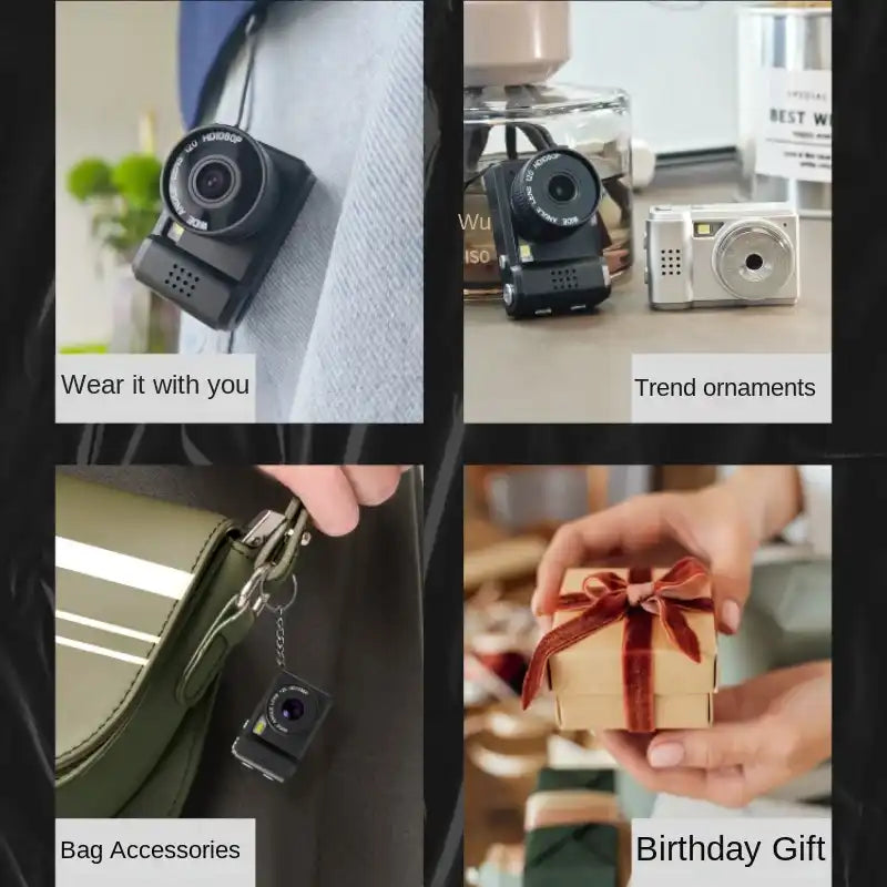 Mini Keychain Camera with Screen CMOS 1080p with 16 GB SD Card