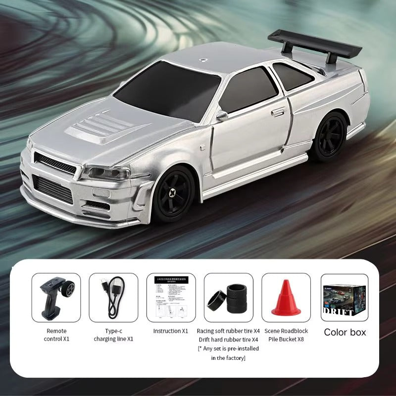 Mini RC Drift Car – 1:43 Scale 4WD | Built-in Gyro | BMW M3 / Porsche / Nissan Skyline