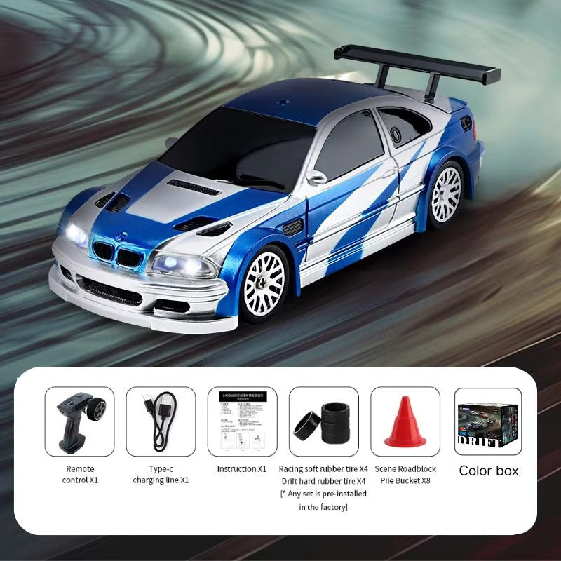 Mini RC Drift Car – 1:43 Scale 4WD | Built-in Gyro | BMW M3 / Porsche / Nissan Skyline