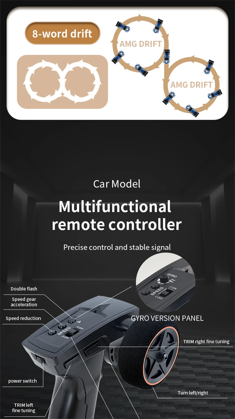 Mini RC Drift Car – 1:43 Scale 4WD | Built-in Gyro | BMW M3 / Porsche / Nissan Skyline