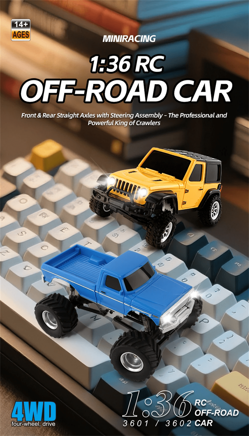 JABAILE 3602 1/36 4WD 2.4G Radio Controlled Off Road Vehicles Mini Crawler Car Lipo Battery Lights RTR RC Toys Model Gift Hobby Model