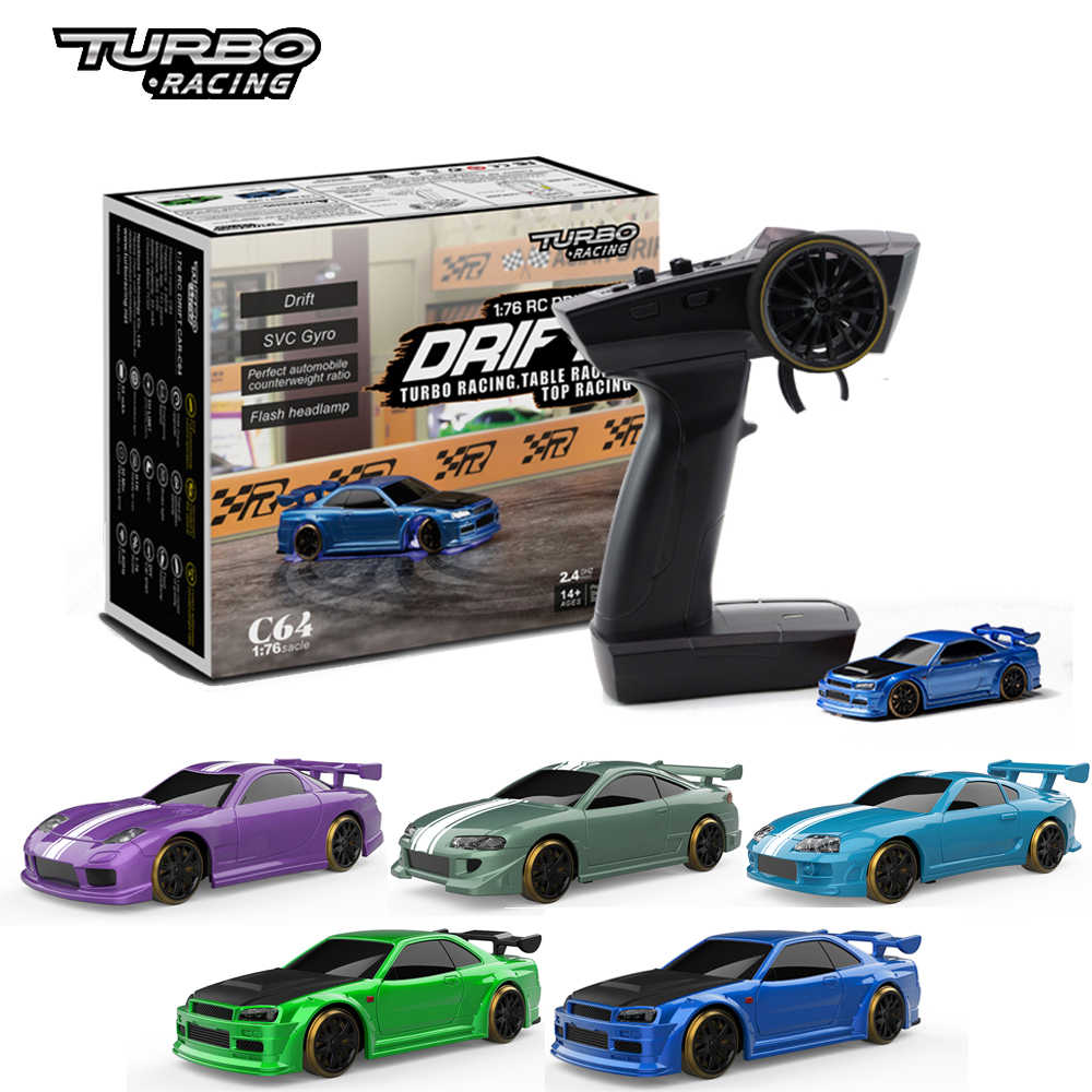 Turbo Racing C75 1:76 Micro Drift RC Car – Black, Type-C, 2 Spare Shells