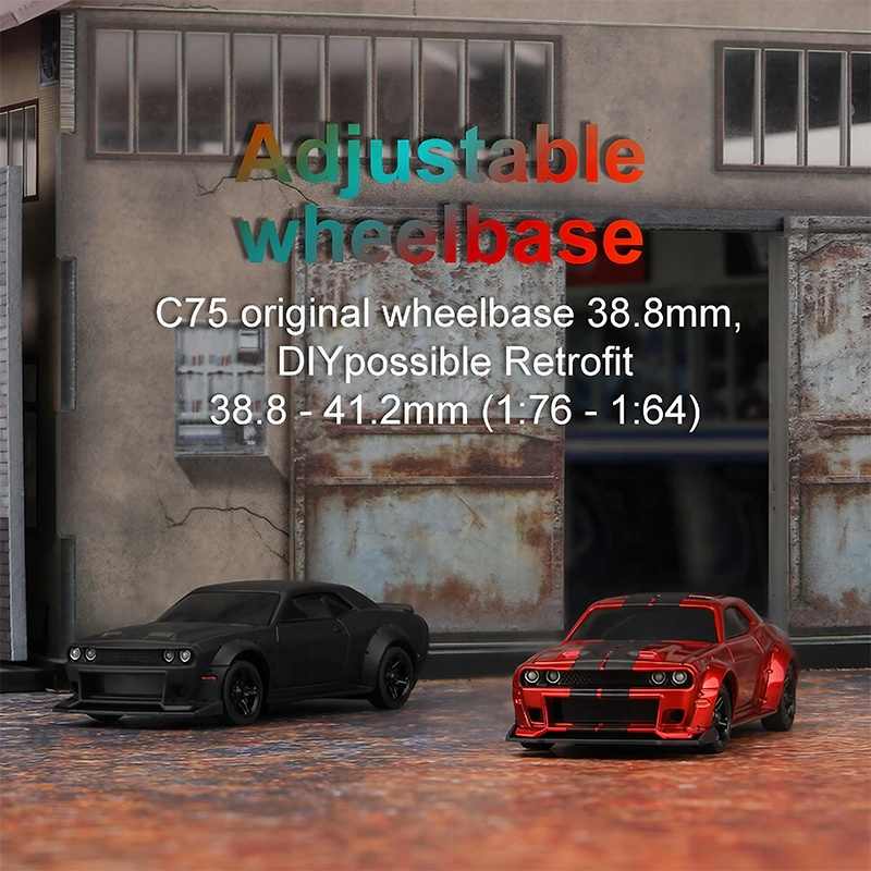 Turbo Racing C75 1:76 Micro Drift RC Car – Red, Type-C, 2 Spare Shells