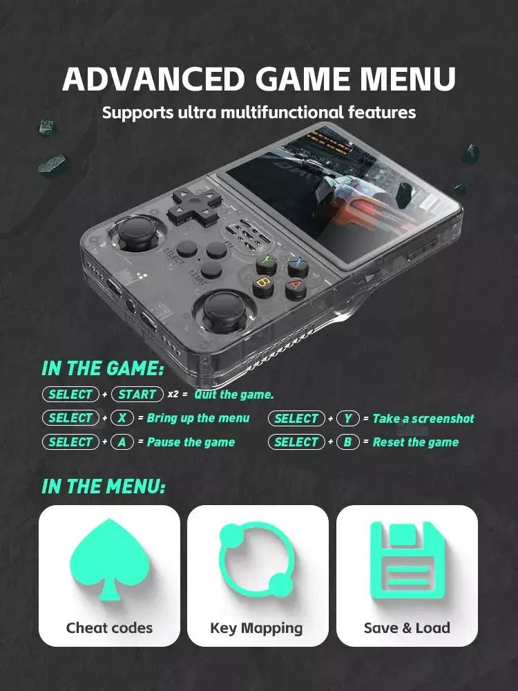 HN-R36S Handheld Retro Game Console - 1Gb Ram(1 Ram Chip) 15k+ games 3.5-inch Display.