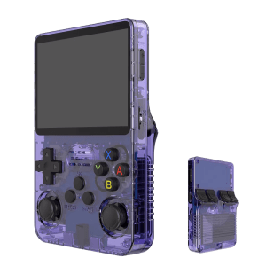 R36S Handheld Retro Game Console - 64GB, 3.5-inch Display, Transparent Purple